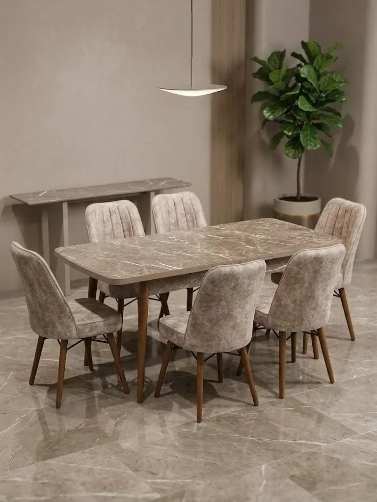 Table à manger 6 chaises Beige (Belek)